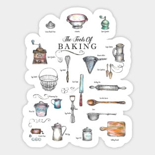 The Tools of Baking - Vintage Utensils - Kitchen Art. Sticker